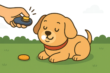 Puppy learning with clicker training